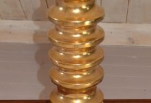 Vintage Gold German Ceramic Table Lamp, 1960s