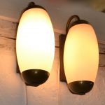 Opaline Glass and Brass Wall Lamps, 1940s, Set of 2