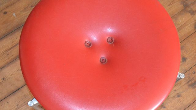 Red & Black Vinyl Stools by Uno & Östen Kristiansson for Luxus, 1962, Set of 2