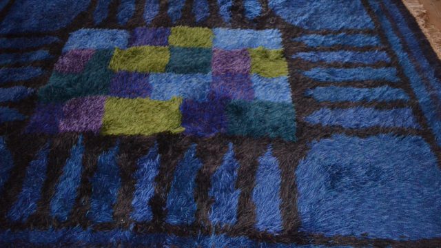 Blue High-Pile Rug by Viola Gråsten for NK textilkammare, 1966